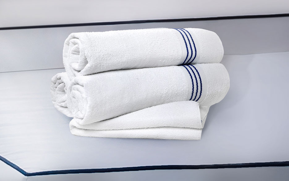 Bellagio Resort & Casino Dobby Weave Striped Trim Towel Set